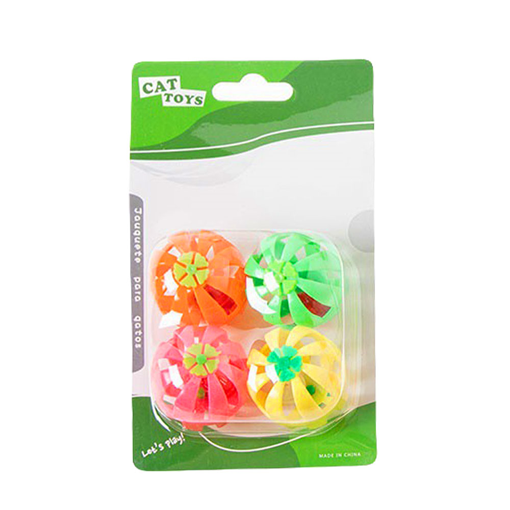 크레용펫 펌킨볼 4P 세트 고양이 공 방울 장난감