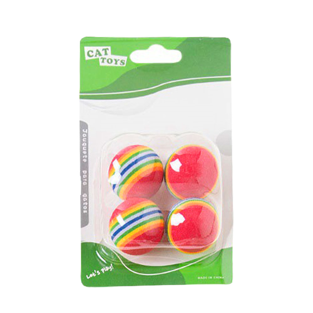 크레용펫 레인보우볼 4P 세트 고양이 공 방울 장난감