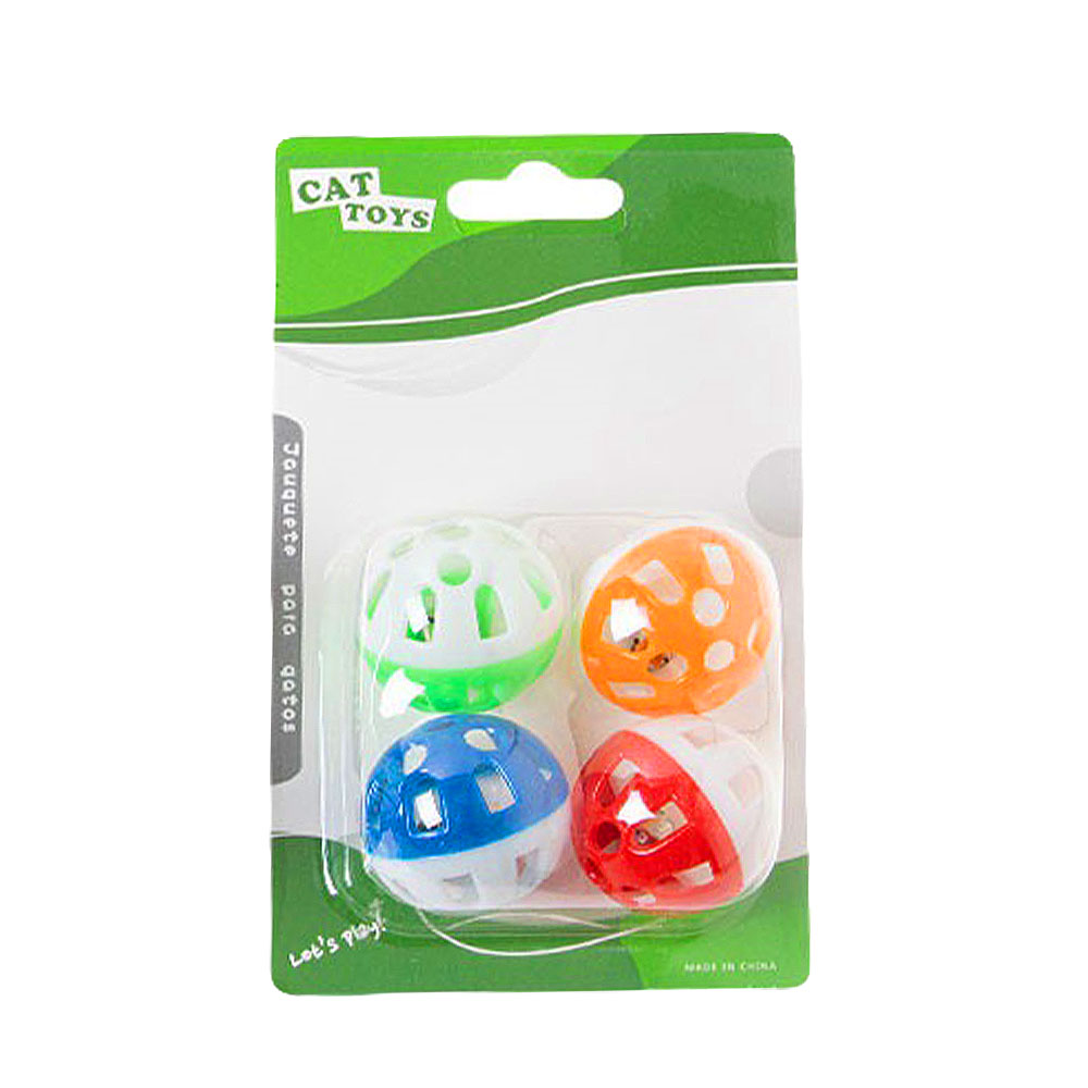 크레용펫 딸랑이볼 4P 세트 고양이 공 방울 장난감