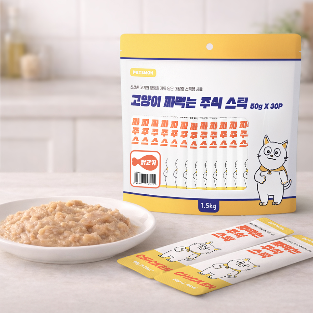 【매장】펫츠몬 고양이 짜먹는 주식스틱 치킨(50g x30p/1.5kg)