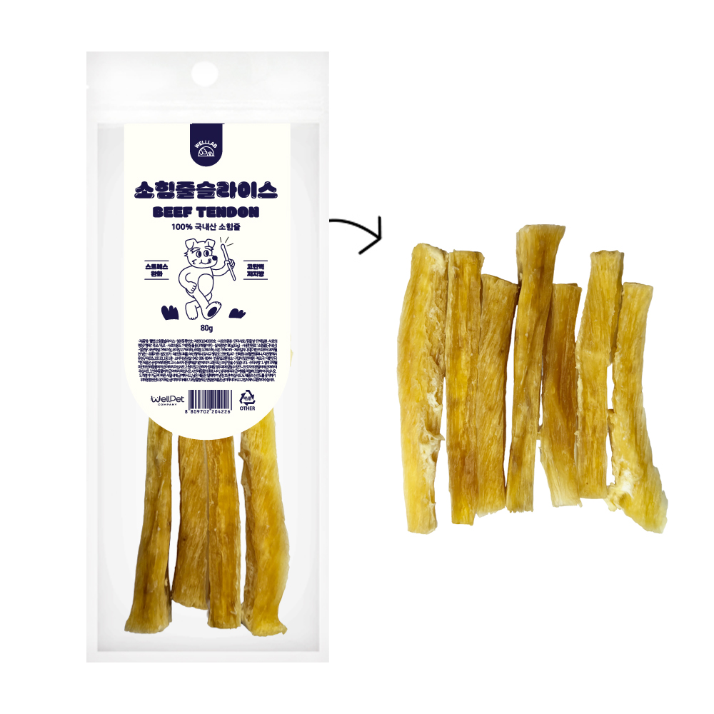 [펫도매단독, 5+1행사!] 웰랩 소힘줄슬라이스80g