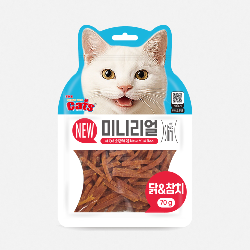 더캣츠 미니리얼 고양이 육포간식 닭고기&참치 70g