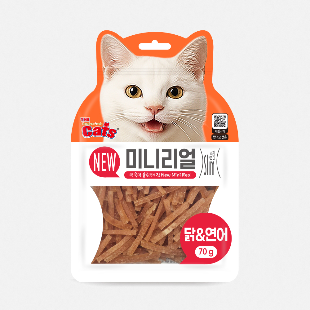 더캣츠 미니리얼 고양이 육포간식 닭고기&연어 70g