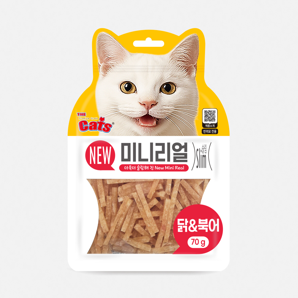 더캣츠 미니리얼 고양이 육포간식 닭고기&북어 70g