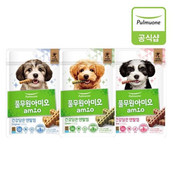 [풀무원] 아미오 건강담은 간식 덴탈껌 그린 100g 10개