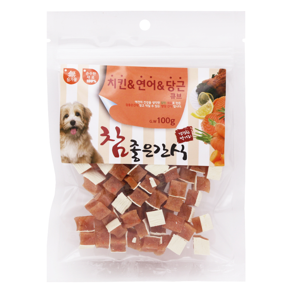 ◆[참좋은간식] 치킨연어 당근큐브-100g