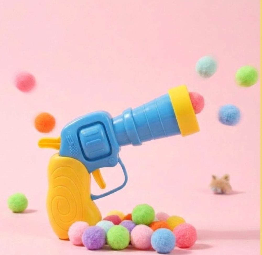 내마음에 쿵 폼폼 고양이를 향해 쏴라 고양이 장난감 총+폼폼100개 세트