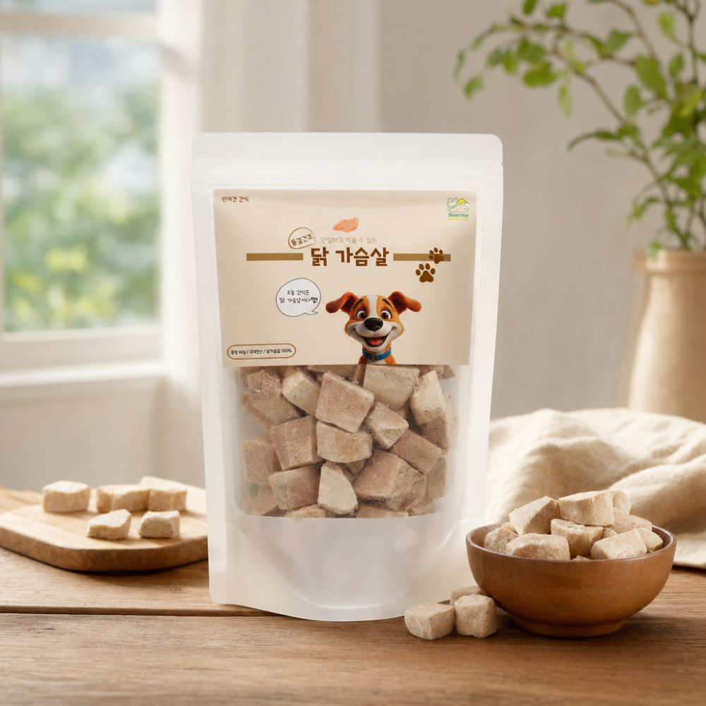 헬시하이펫 강아지 동결건조 간식 국산 닭가슴살 큐브, 60g, 1개