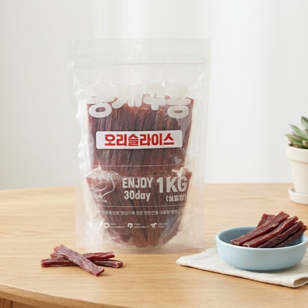 뭉개구름 오리슬라이스1kg 대용량간식
