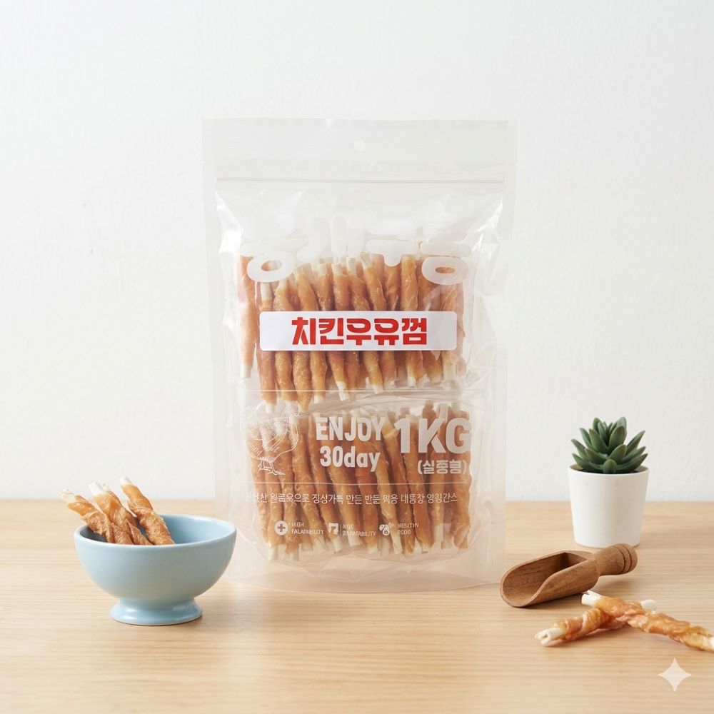 뭉개구름 치킨우유껌1kg 대용량간식