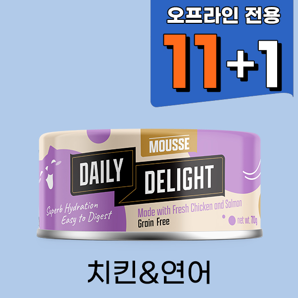 (11+1)데일리딜라이트 무스 - 치킨 & 연어 캣캔 70g