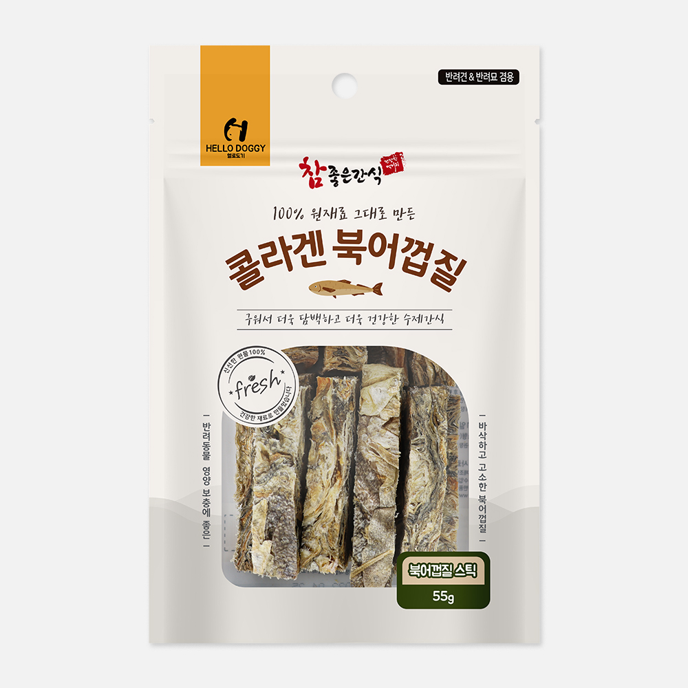 ◆[참좋은간식] 콜라겐북어껍질-스틱 55g-강아지 고양이 겸용