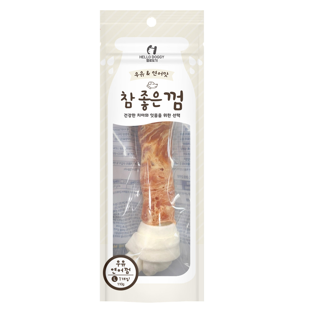 NEW 헬로도기 참좋은껌 우유 연어껌 L 1P (110g)