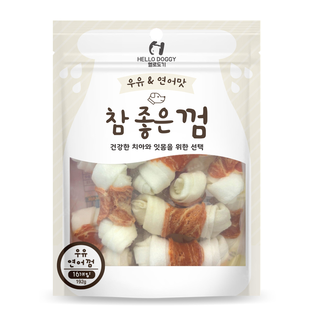 NEW 헬로도기 참좋은껌 우유 연어껌 S 16P (192g)