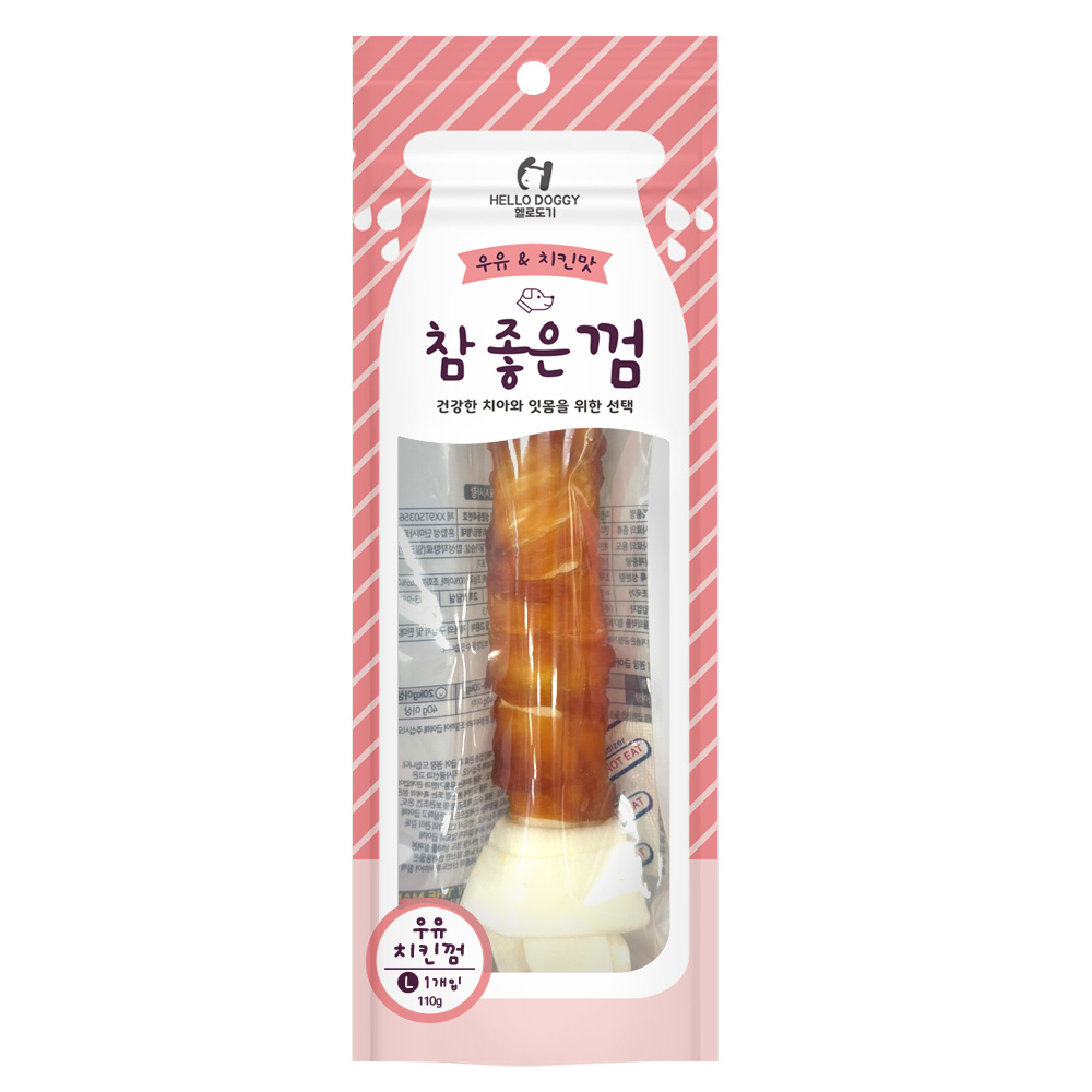 NEW 헬로도기 참좋은껌 우유 치킨껌 L 1P (110g)