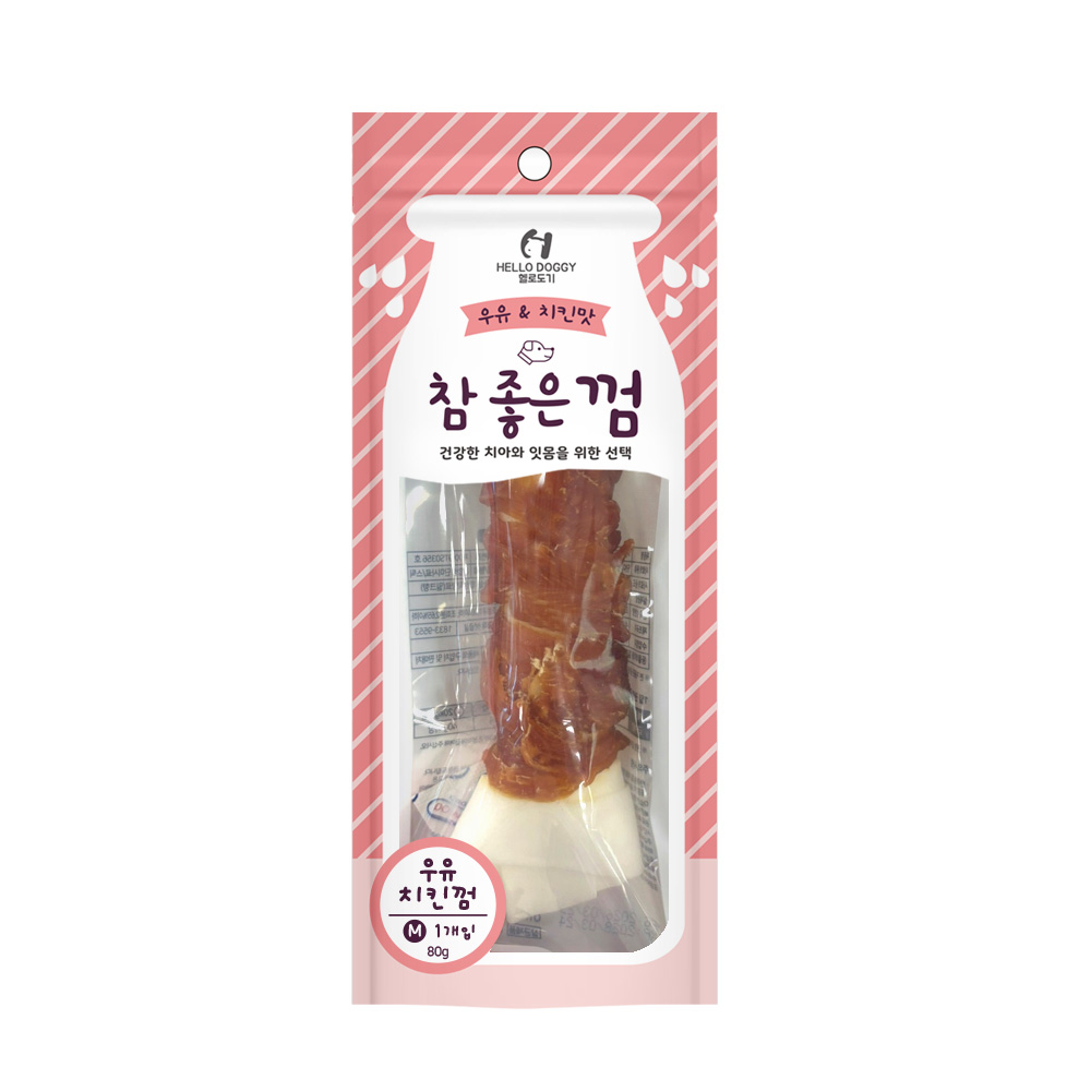 NEW 헬로도기 참좋은껌 우유 치킨껌 M 1P (80g)