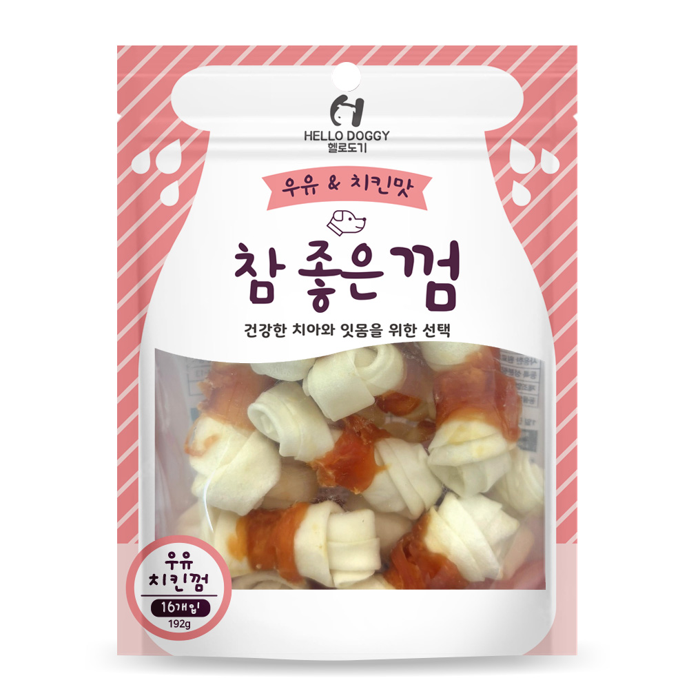 NEW 헬로도기 참좋은껌 우유 치킨껌 S 16P (192g)