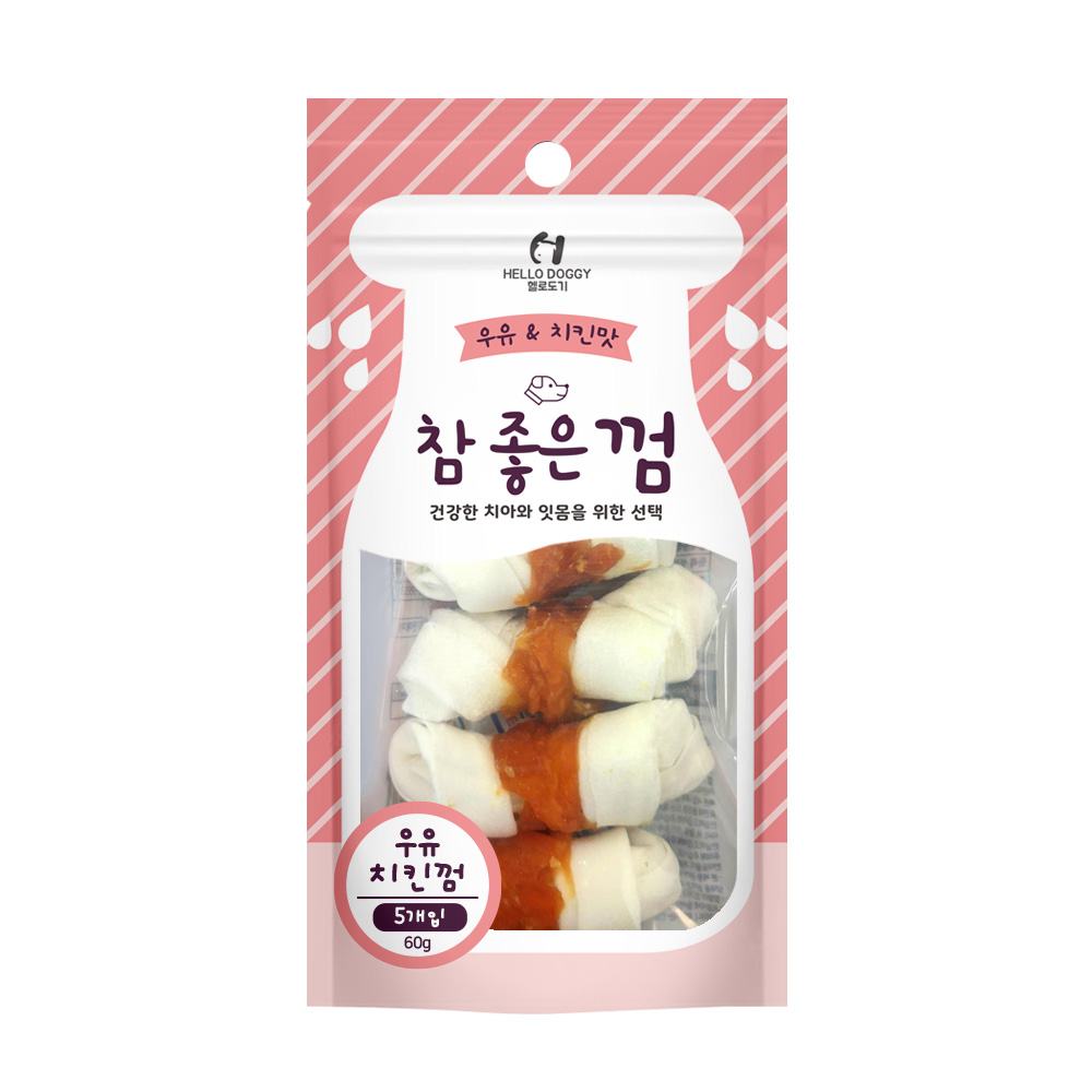 NEW 헬로도기 참좋은껌 우유 치킨껌 S 5P (60g)