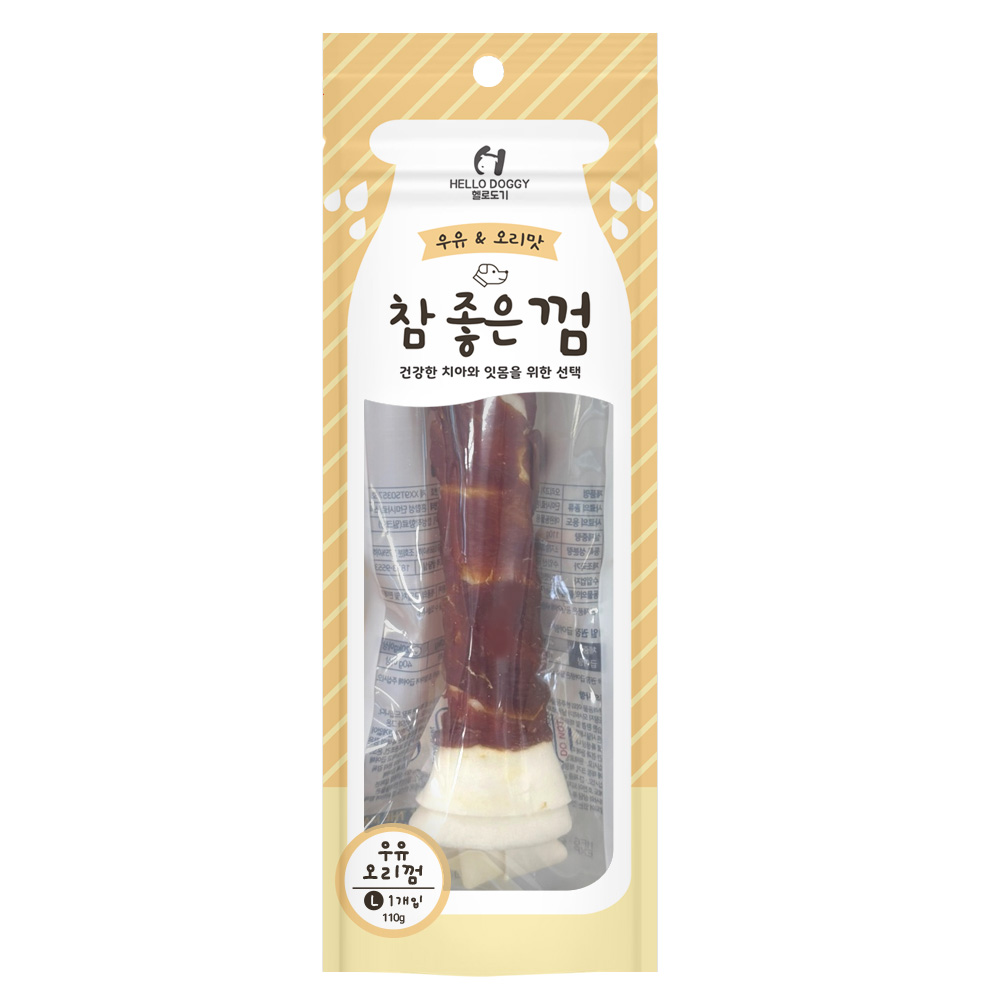 NEW 헬로도기 참좋은껌 우유 오리껌 L 1P (110g)