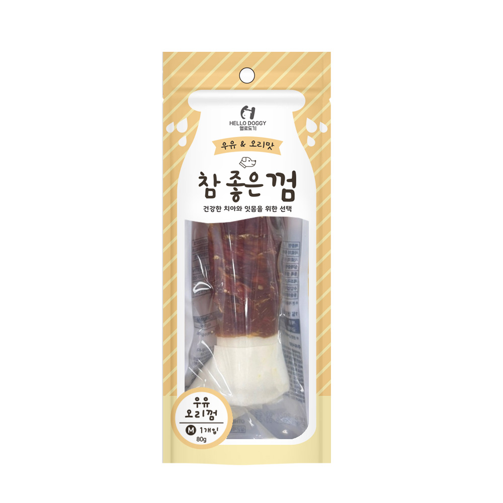 NEW 헬로도기 참좋은껌 우유 오리껌 M 1P (80g)