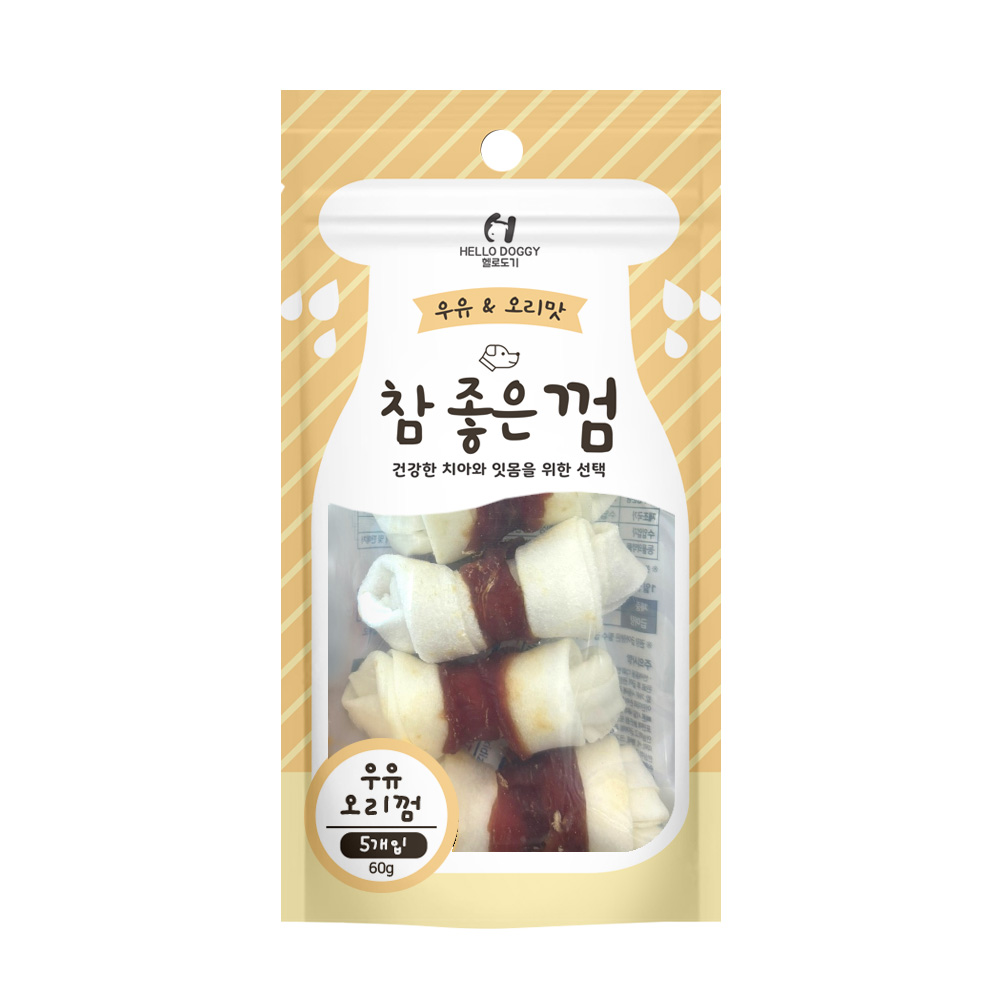 NEW 헬로도기 참좋은껌 우유 오리껌 S 5P (60g)