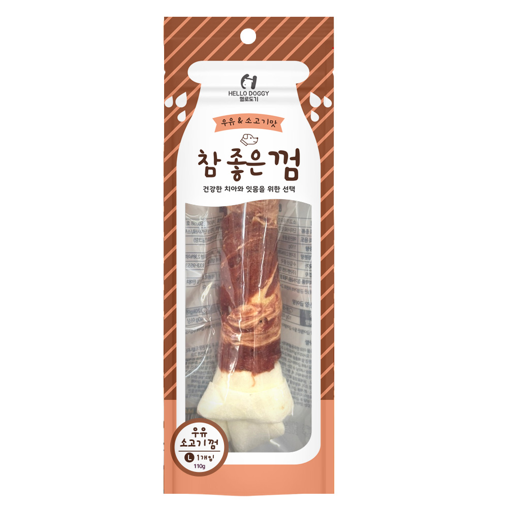 NEW 헬로도기 참좋은껌 우유 소고기껌 L 1P (110g)