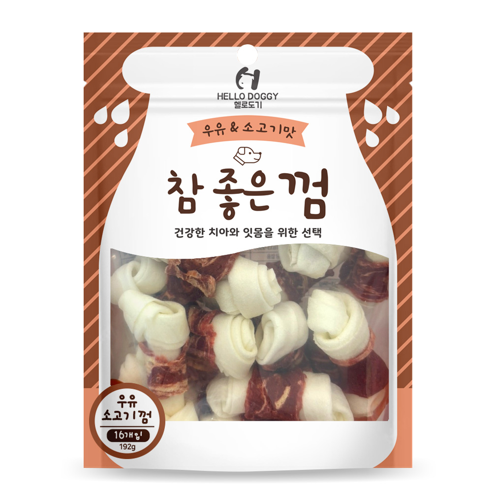 NEW 헬로도기 참좋은껌 우유 소고기껌 S 16P (192g)