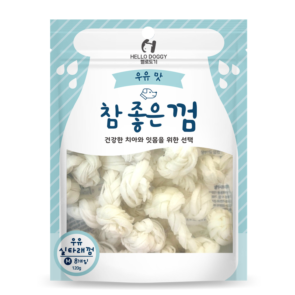 NEW 헬로도기 참좋은껌 실타래 우유껌 M 8P (120g)