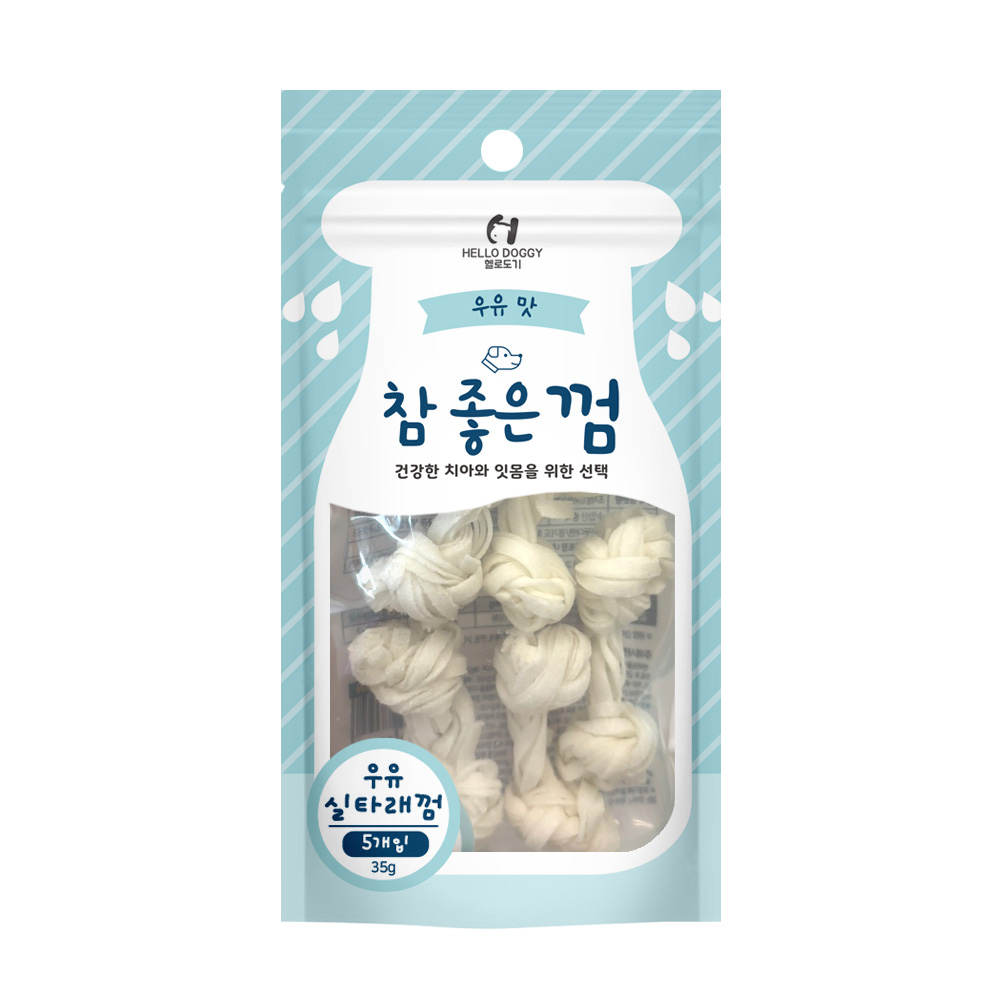 NEW 헬로도기 참좋은껌 실타래 우유껌 S 5P (35g)