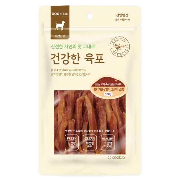 신상 5+1증! [건강한육포] 고구마스틱 (오리가슴살말이/120g)