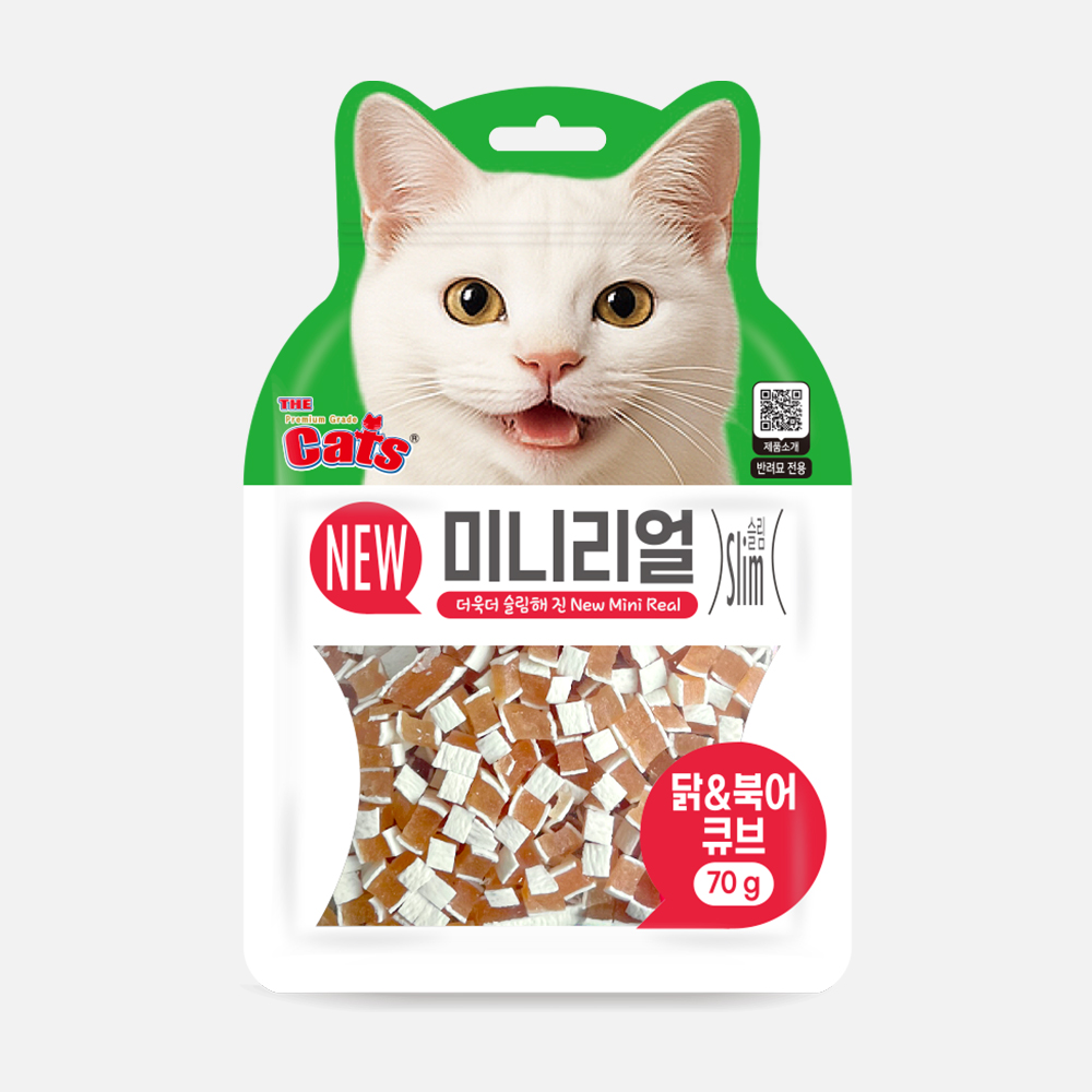 [더캣츠] 미니리얼 고양이육포 70g 치킨&북어(큐브)
