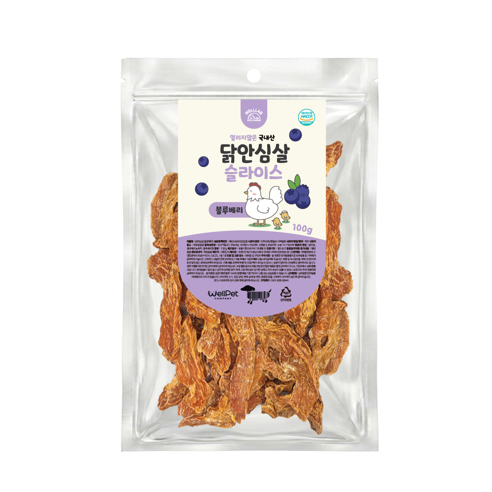 [웰랩] 닭안심살 슬라이스 (블루베리/100g)