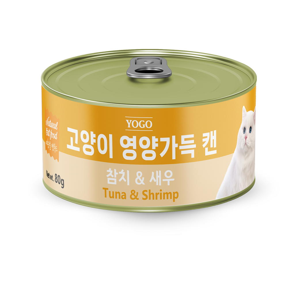 요고 고양이 영양가득 캔 참치&새우 80g (1박스/24개)