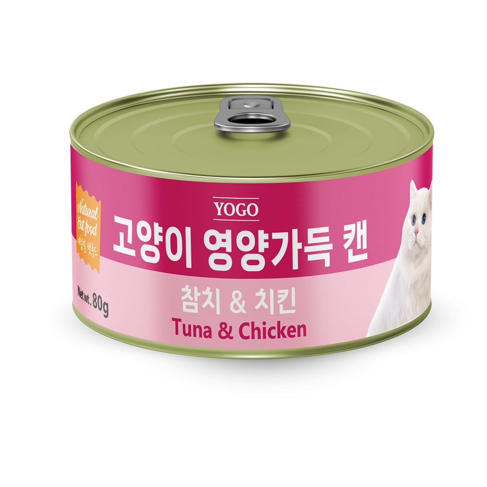요고 고양이 영양가득 캔 참치&치킨 80g (1박스/24개)