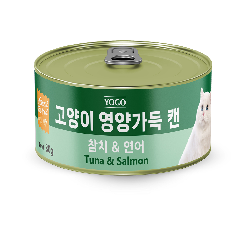 요고 고양이 영양가득 캔 참치&연어 80g (1박스/24개)