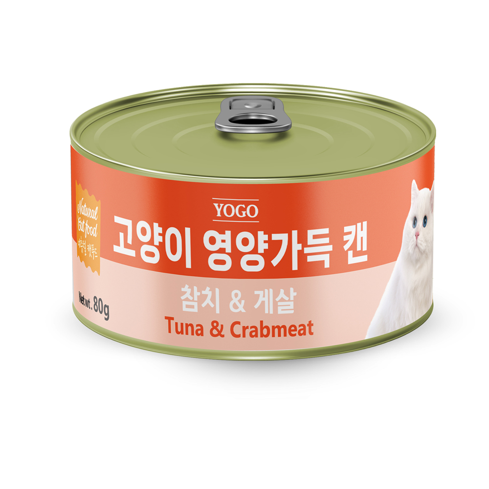 요고 고양이 영양가득 캔 참치&게살 80g (1박스/24개)