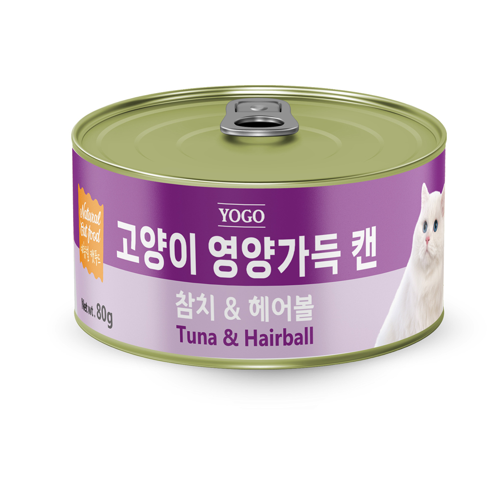 요고 고양이 영양가득 캔 참치&헤어볼 80g (1박스/24개)