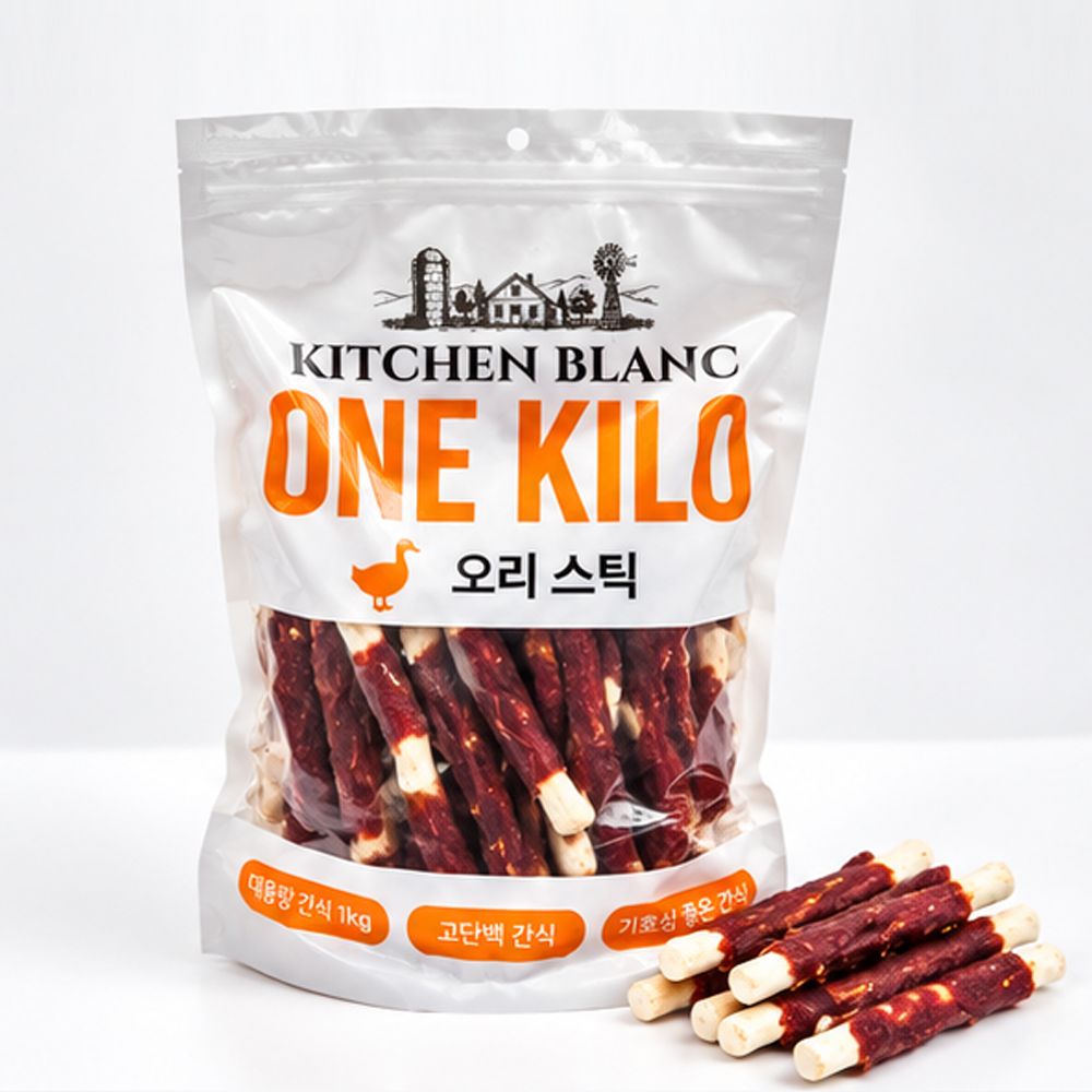 [키친블랑] 오리스틱 (1kg)  강아지 대용량 육포간식 (온라인판매금지)